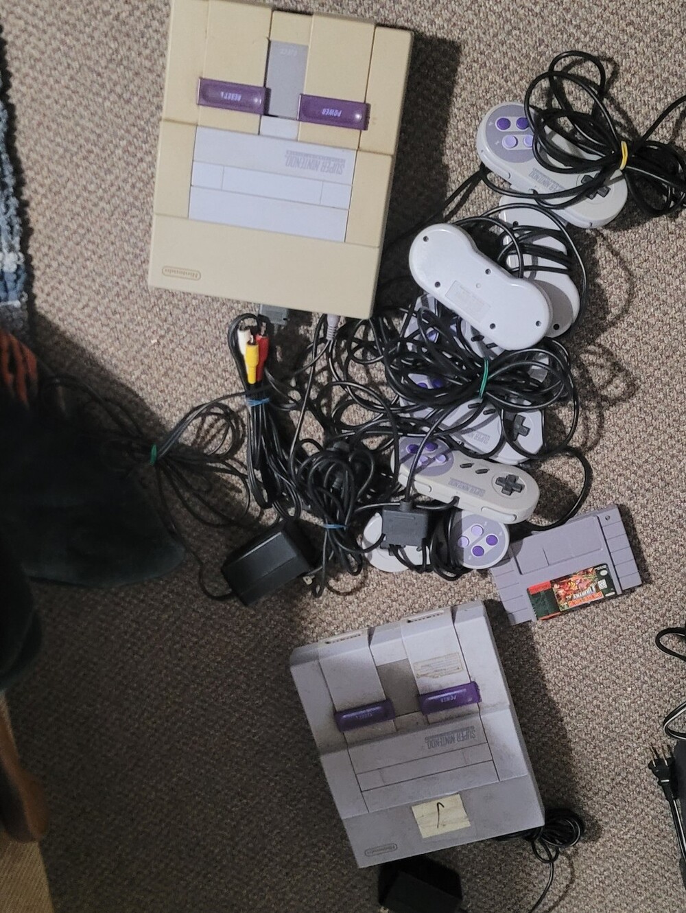 Nintendo SNES Classic Style Consoles Bundle in Cream and Purple